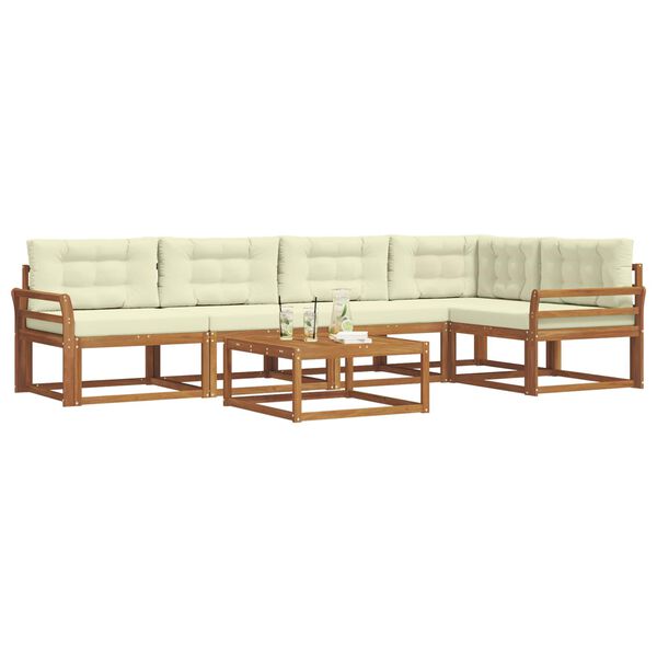 vidaXL Lauko sofos komplektas su pagalve 6 pcs Natūralus ir grietinėlė