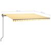 vidaXL Automatinė markizė su LED/vėjo jutikliu, geltona/balta, 4x3m