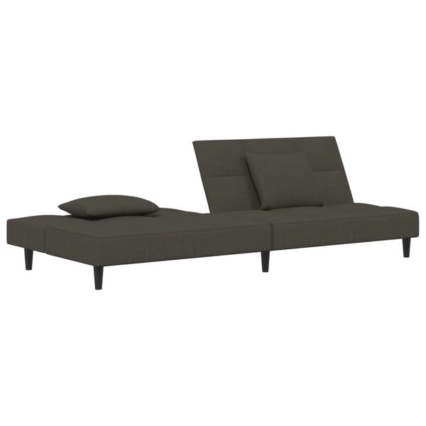vidaXL Dvivietė sofa-lova su dvejomis pagalvėmis, pilka, aksomas