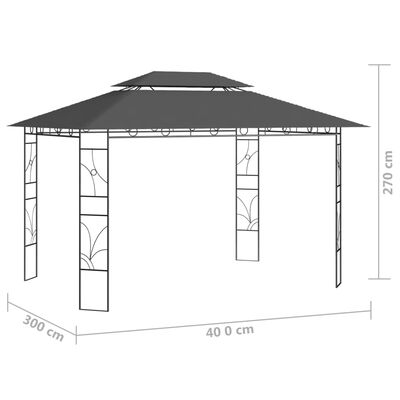 vidaXL Pavėsinė, antracito spalvos, 4x3x2,7m, 160g/m²
