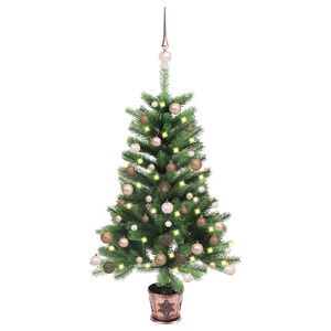 vidaXL Dirbtinė ap&scaron;viesta Kalėdų eglutė su žaisliukais, žalia, 90cm