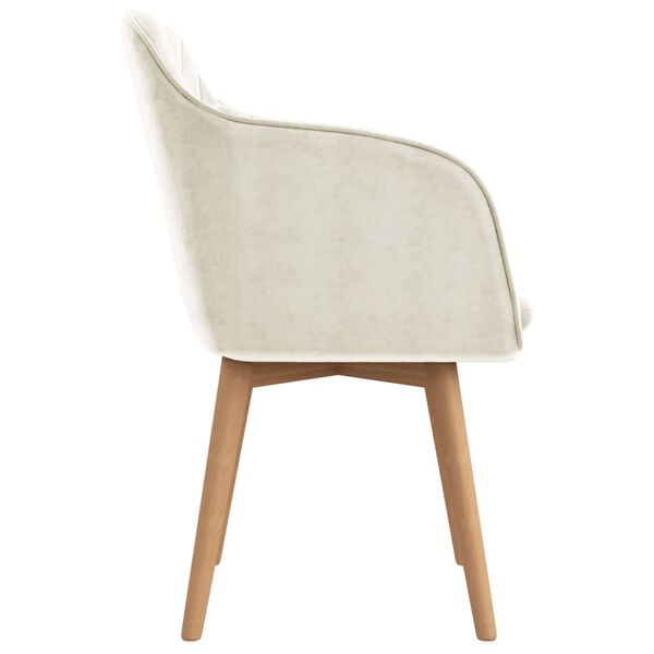 VidaXL Valgomojo kėdės, 6vnt., kreminės spalvos, aksomas (3x289550)