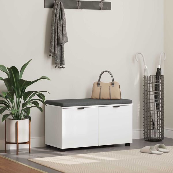 vidaXL Koridoriaus suolas su pagalve su saugykla Balta 80 x 46 x 46 cm