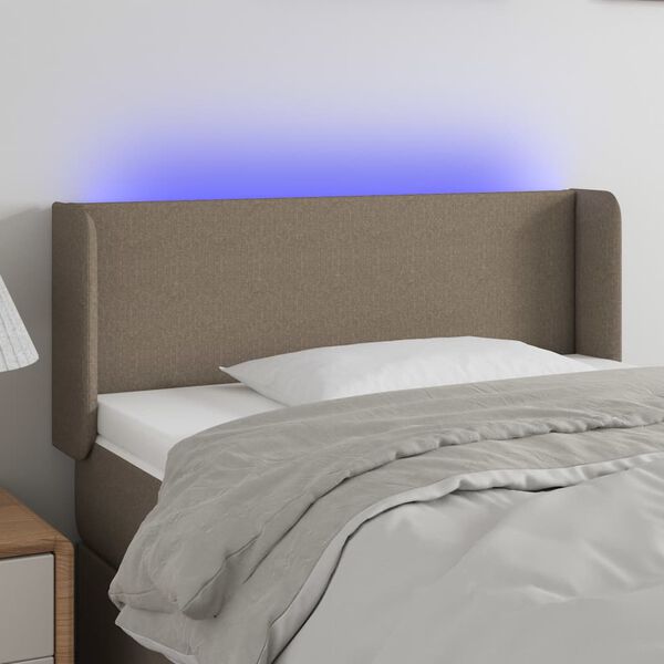 vidaXL Galvūgalis su LED, taupe spalvos, 93x16x78/88cm, audinys