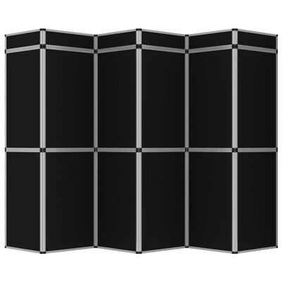 vidaXL Sulankstoma parodų sienelė, 12 dalių, juodos spalvos