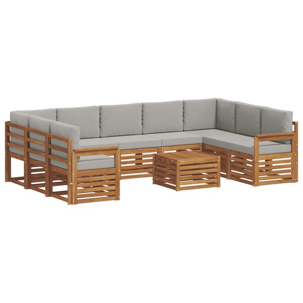 vidaXL Sofų komplektai su pagalve 10 pcs Natūrali ir &scaron;viesiai pilka