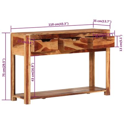 vidaXL Konsolinis staliukas, 110x35x75cm, akacijos medienos masyvas
