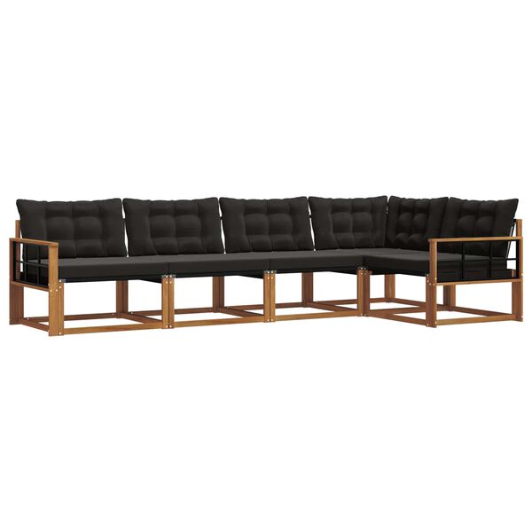 vidaXL Lauko sofos komplektas su pagalve 5 pcs Natūrali ir juoda