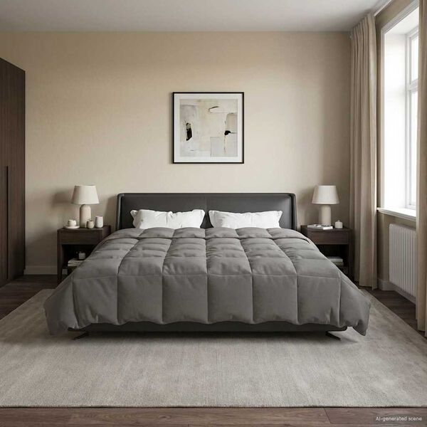 vidaXL Vasaros antklodė &Scaron;viesiai pilka 200 x 200 cm Mikropluo&scaron;tas