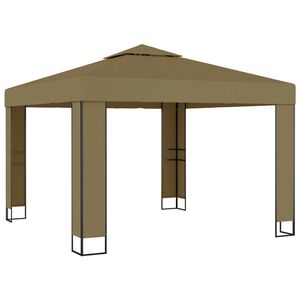 vidaXL Pavėsinė su dvigubu stogu, taupe spalvos, 3x3x2,7m, 180g/m&sup2;
