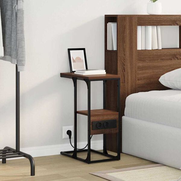 vidaXL &Scaron;alia lovos spintelė su stalčių ruda ąžuolo 41.5 x 26 x 60.5 cm