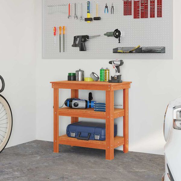 vidaXL Darbastalis Va&scaron;ko ruda 78,5 x 50 x 80 cm Kietos pu&scaron;ies mediena