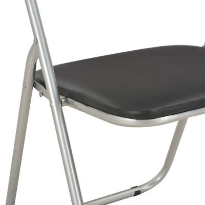 vidaXL Sulankstomos valgomojo kėdės, 2vnt., juodos sp., dirbtinė oda