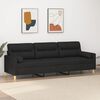 vidaXL Trivietė sofa su pagalvėmis, juoda, 210cm, audinys