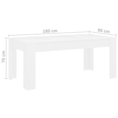 vidaXL Valgomojo stalas, baltos spalvos, 180x90x76cm, MDP