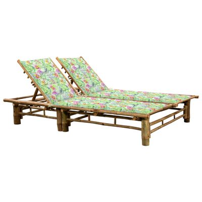 vidaXL Dvivietis saulės gultas su čiužinukais, bambukas