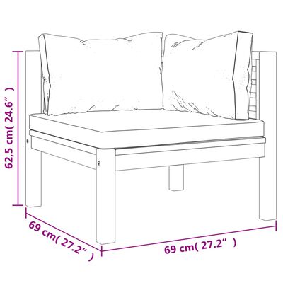 vidaXL Sodo baldų komplektas su pagalvėmis, 11 dalių, akacijos masyvas