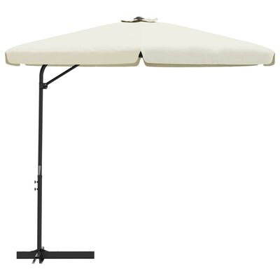 vidaXL Lauko skėtis su plieniniu stulpu, smėlio baltos spalvos, 300cm