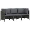 vidaXL Trivietė sodo sofa su pagalvėlėmis, pilkos spalvos, poliratanas