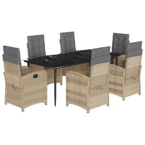 vidaXL Sodo komplektas su pagalvėlėmis, 7 dalių, smėlio, poliratanas