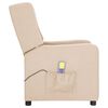 vidaXL Atsistojantis masažinis krėslas, kreminės spalvos, audinys