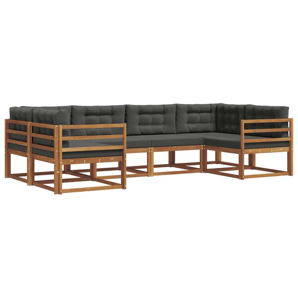 vidaXL Lauko sofos komplektas su pagalve 6 pcs Natūralus ir antracitas