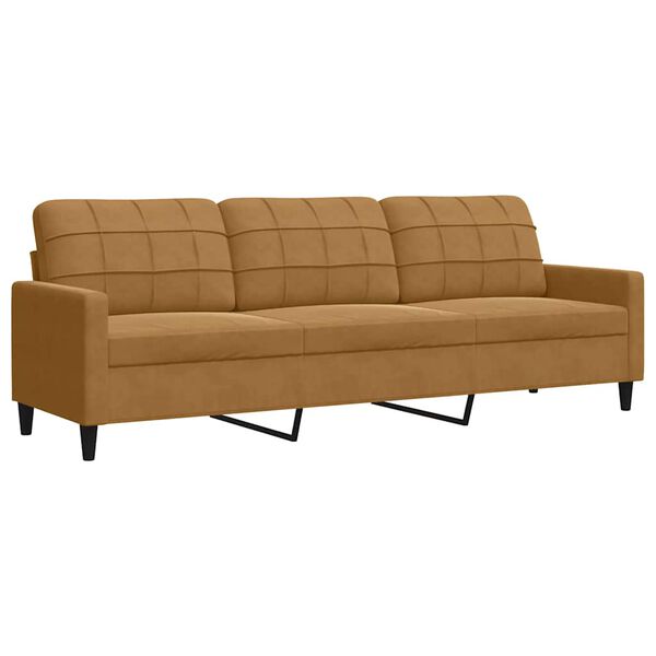 vidaXL Trivietė sofa, rudos spalvos, 210cm, aksomas