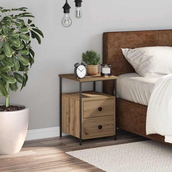 vidaXL Naktinė spintelė, artisano ąžuolo, 34x35,5x50cm, mediena