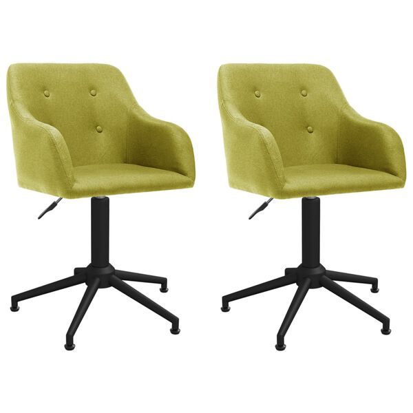 vidaXL Pasukamos valgomojo kėdės, 2vnt., žalios spalvos, audinys