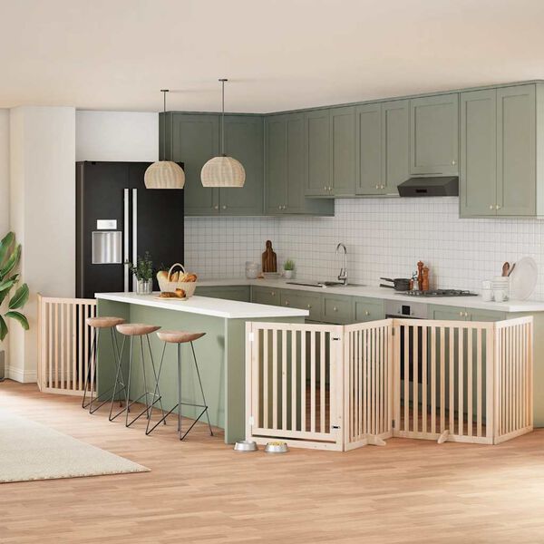 vidaXL Varteliai šunims su durimis, 6 segmentai, 480cm, tuopos mediena