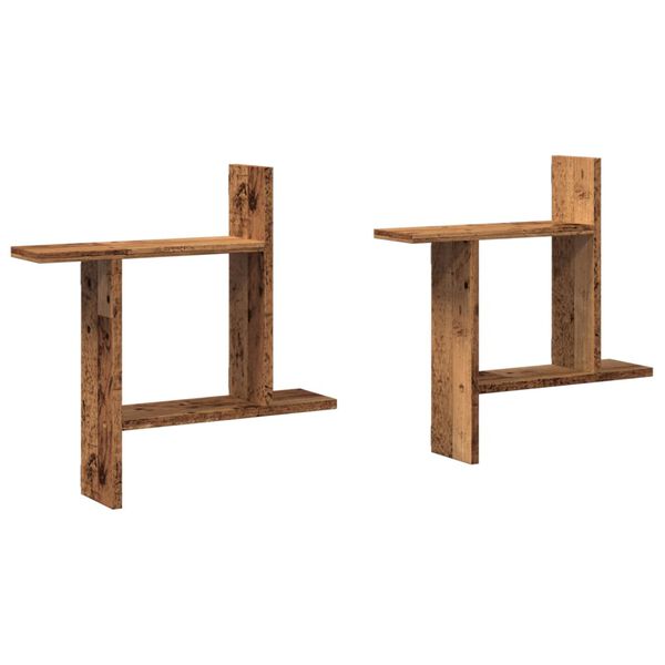 vidaXL Sieninės lentynos, 2vnt., medienos, 50x12x50cm, mediena