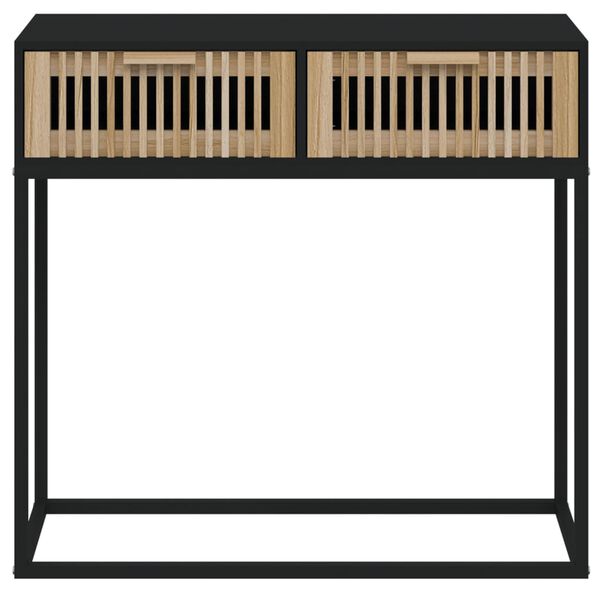 vidaXL Konsolinis staliukas, juodas, 80x30x75cm, mediena ir geležis