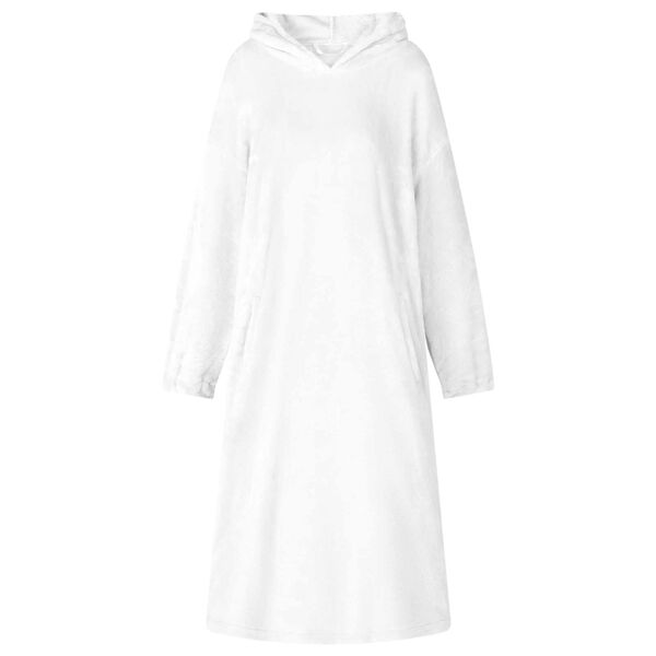 vidaXL Antklodė-džemperis su gobtuvu Balta m Flanelė