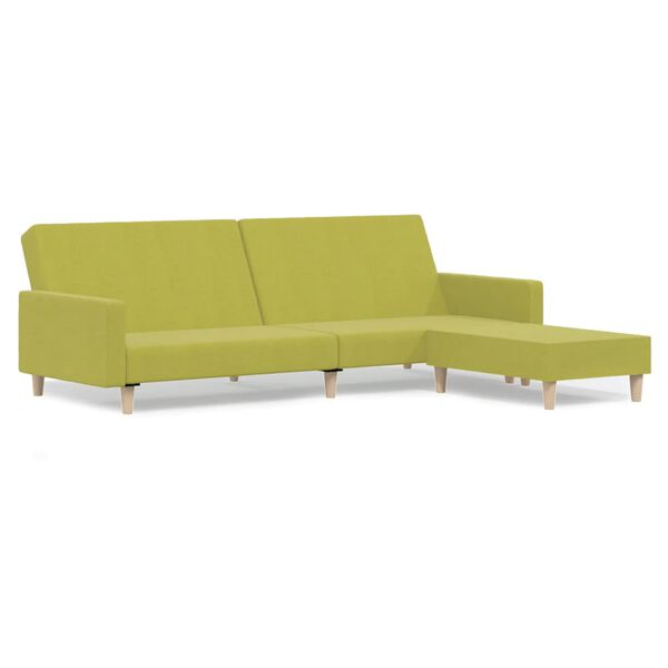 vidaXL Dvivietė sofa-lova su pakoja, žalios spalvos, audinys