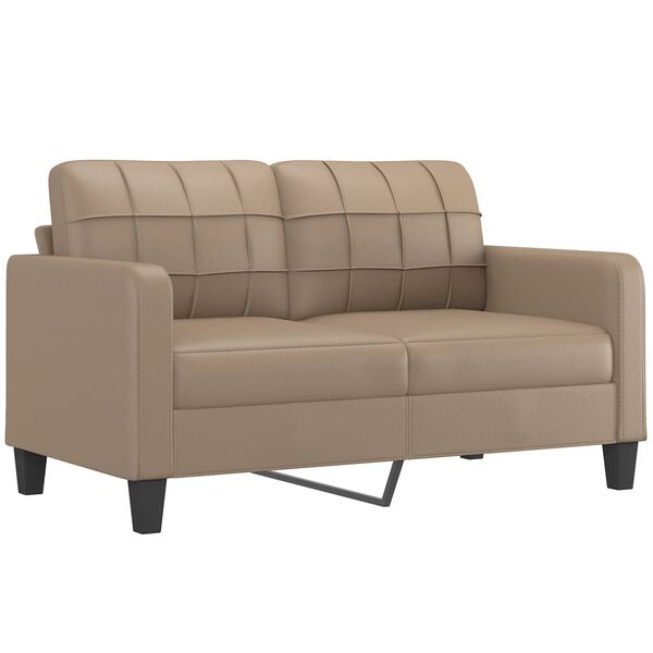vidaXL Dvivietė sofa su pagalvėlėmis, kapučino, 140cm, dirbtinė oda