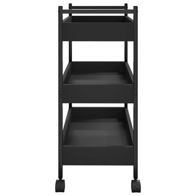 vidaXL Virtuvės vežimėlis, juodas, 50x30x70cm, apdirbta mediena
