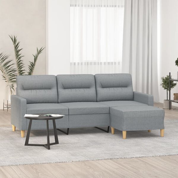vidaXL Trivietė sofa su pakoja, &scaron;viesiai pilka, 180cm, audinys