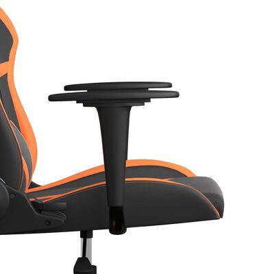 vidaXL Masažinė žaidimų kėdė, juoda ir oranžinė, dirbtinė oda