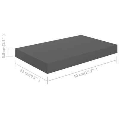 vidaXL Pakabinamos sieninės lentynos, 4vnt., pilkos, 40x23x3,8cm, MDF