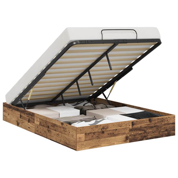 vidaXL Otomano lovos rėmas su saugykla Senas medis 193 x 120 x 25 cm