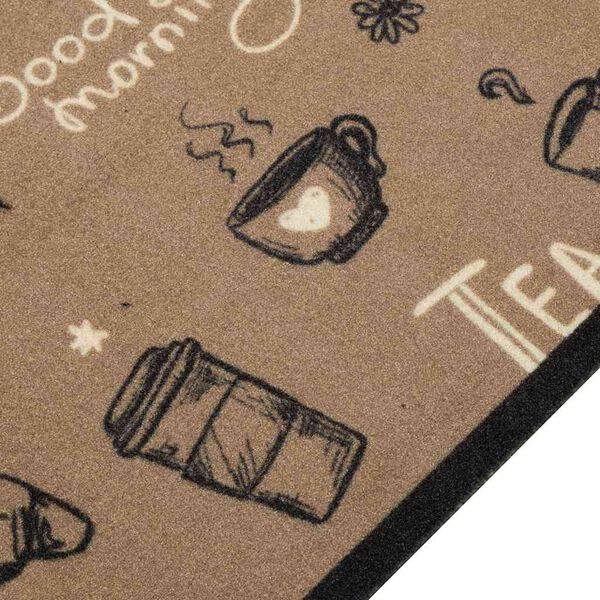 vidaXL Virtuvės kilimėlis, rudas, 60x180cm, aksomas, plaunamas