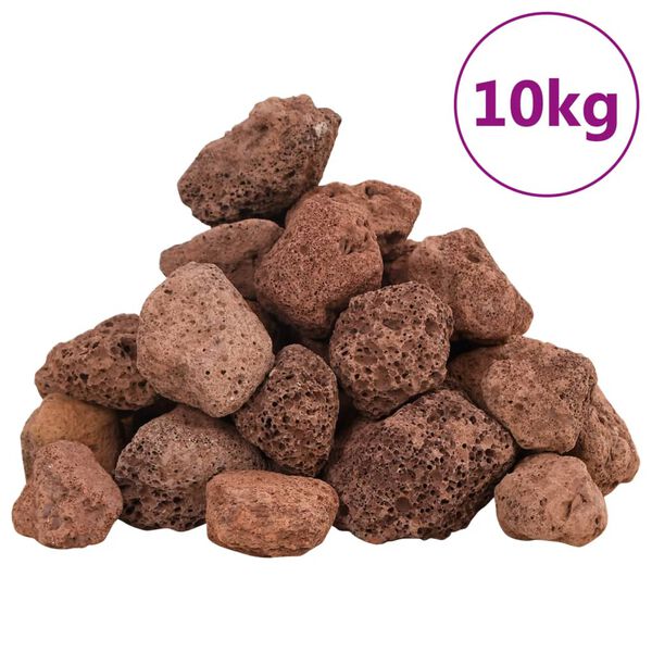 vidaXL Vulkaninės uolienos, raudonos spalvos, 10 kg, 3-5 cm