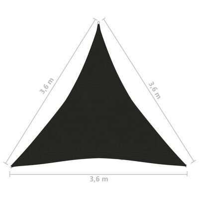 vidaXL Uždanga nuo saulės, juodos spalvos, 3,6x3,6x3,6m, HDPE, 160g/m²