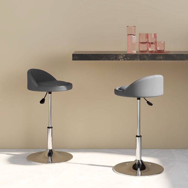 vidaXL Pasukamos valgomojo kėdės, 2vnt., pilkos spalvos, dirbtinė oda