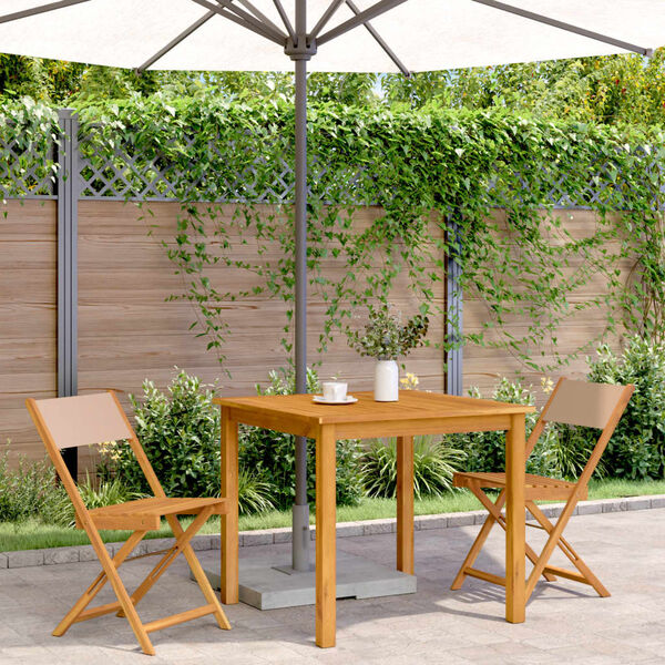 vidaXL Bistro kėdės, 2vnt., taupė spalvos, akacijos masyvas ir audinys