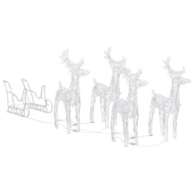 vidaXL Kalėdų dekoracija elniai ir rogės, 280x28x55cm, akrilas