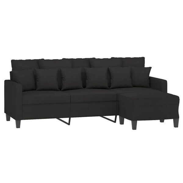 vidaXL Trivietė sofa su pakoja, juodos spalvos, 180cm, audinys