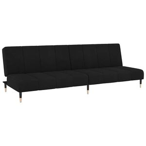 vidaXL Dvivietė sofa-lova, juodos spalvos, aksomas