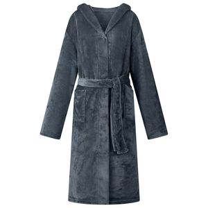 vidaXL Chalatą su kapucė Jūrinė mėlyna S Flanelė
