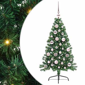vidaXL Dirbtinis prie&scaron;&scaron;ventinis eglutė su &scaron;viesomis Žalia 120 cm PVC